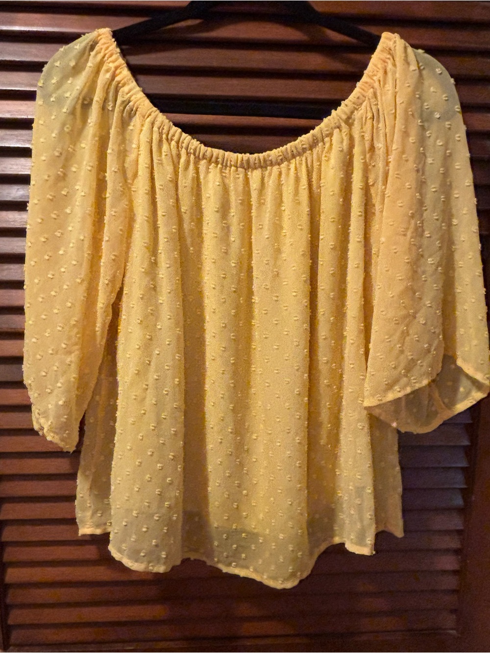 Yellow Swiss Dot Off-Shoulder Women's Top